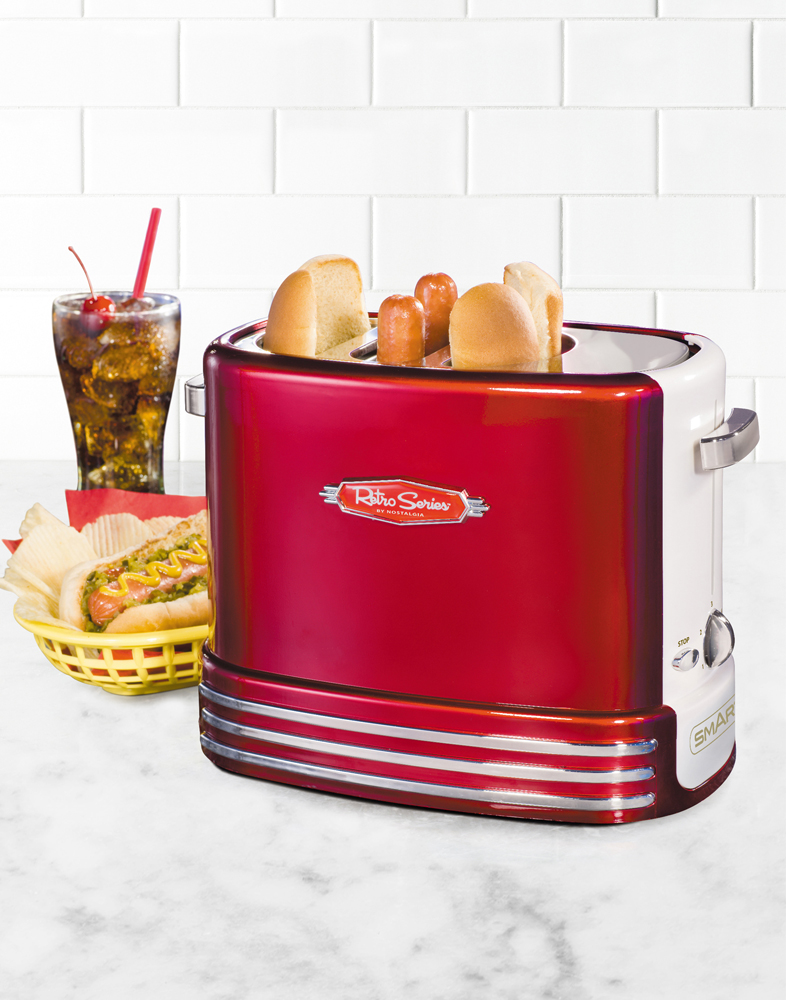 American Diner New UK Pliug SMART 1950's Style Pop-Up Hot Dog Toaster 